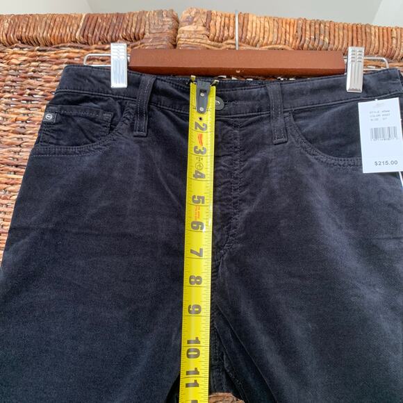 NWT AG The Isabelle High Rise Straight Crop Black Stretch Velvet 27 Side Stripe - Picture 10 of 14